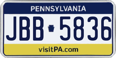 PA license plate JBB5836