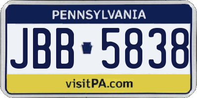 PA license plate JBB5838