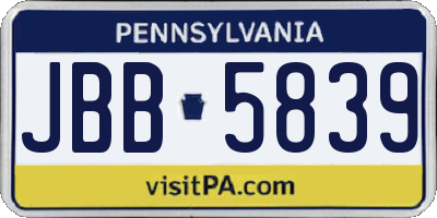 PA license plate JBB5839