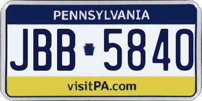 PA license plate JBB5840