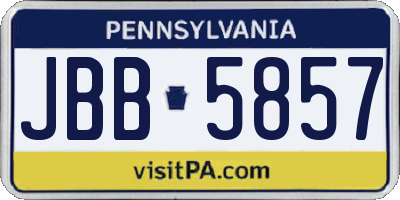 PA license plate JBB5857