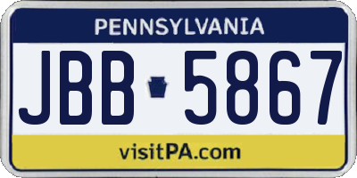 PA license plate JBB5867