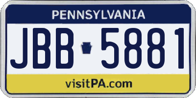 PA license plate JBB5881