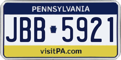 PA license plate JBB5921