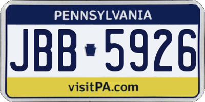 PA license plate JBB5926