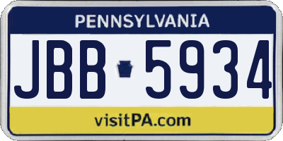 PA license plate JBB5934