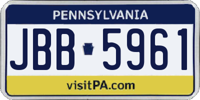 PA license plate JBB5961