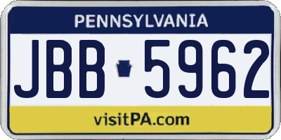 PA license plate JBB5962