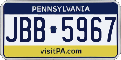 PA license plate JBB5967