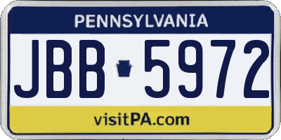 PA license plate JBB5972