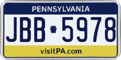 PA license plate JBB5978