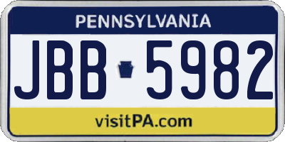 PA license plate JBB5982