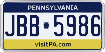 PA license plate JBB5986