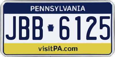 PA license plate JBB6125