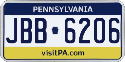PA license plate JBB6206