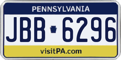 PA license plate JBB6296