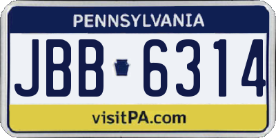 PA license plate JBB6314