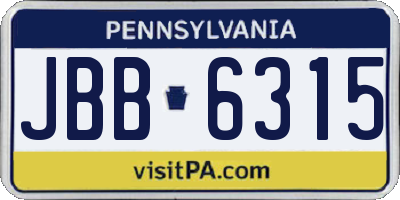 PA license plate JBB6315