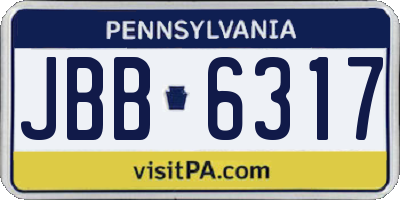 PA license plate JBB6317
