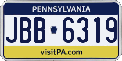 PA license plate JBB6319