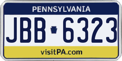 PA license plate JBB6323