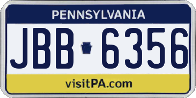 PA license plate JBB6356