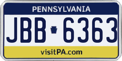 PA license plate JBB6363