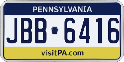 PA license plate JBB6416