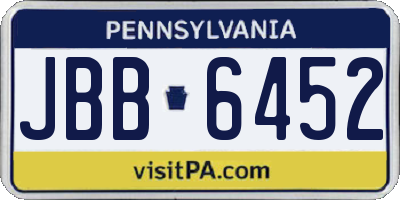 PA license plate JBB6452