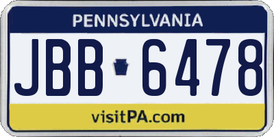 PA license plate JBB6478