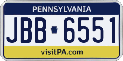 PA license plate JBB6551
