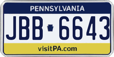 PA license plate JBB6643