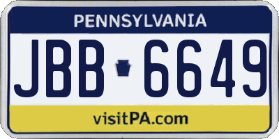 PA license plate JBB6649