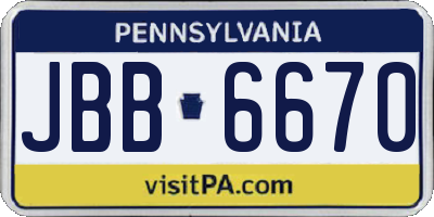PA license plate JBB6670