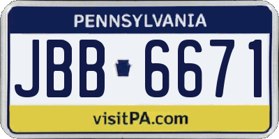 PA license plate JBB6671