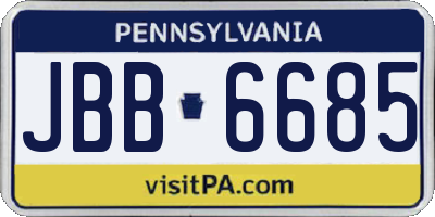 PA license plate JBB6685