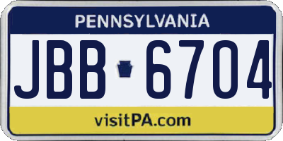 PA license plate JBB6704