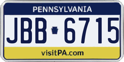 PA license plate JBB6715