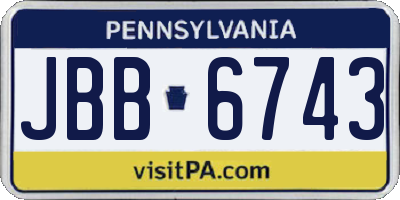 PA license plate JBB6743
