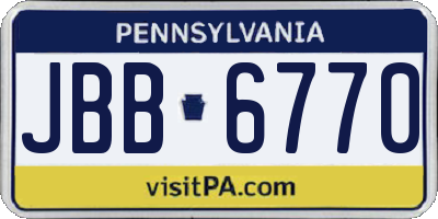 PA license plate JBB6770