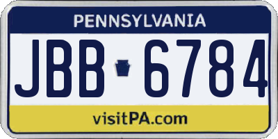PA license plate JBB6784