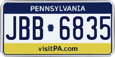 PA license plate JBB6835