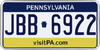 PA license plate JBB6922