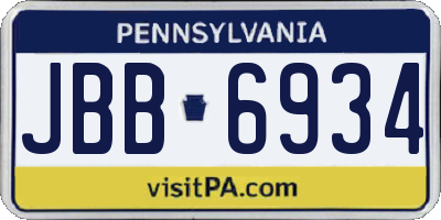 PA license plate JBB6934