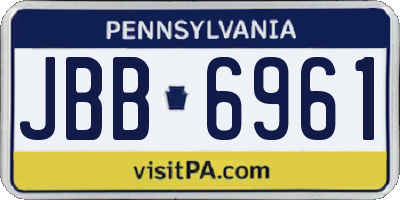 PA license plate JBB6961