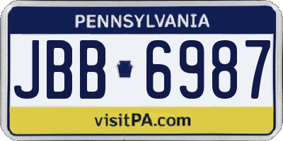 PA license plate JBB6987