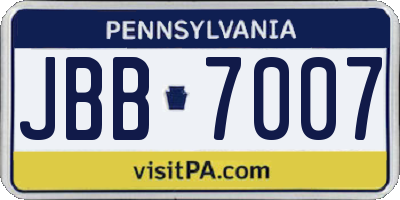 PA license plate JBB7007