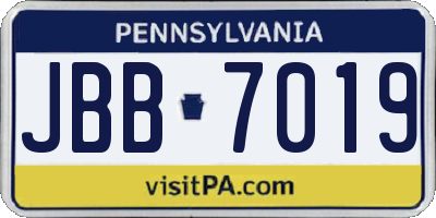 PA license plate JBB7019