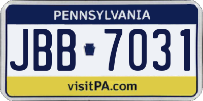PA license plate JBB7031