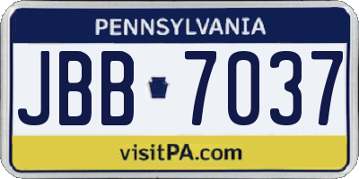 PA license plate JBB7037